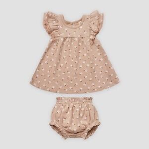Quincy Mae Bloomer Set floral 12/18m tan